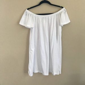 Asos Off-the-shoulder White T-shirt Dress